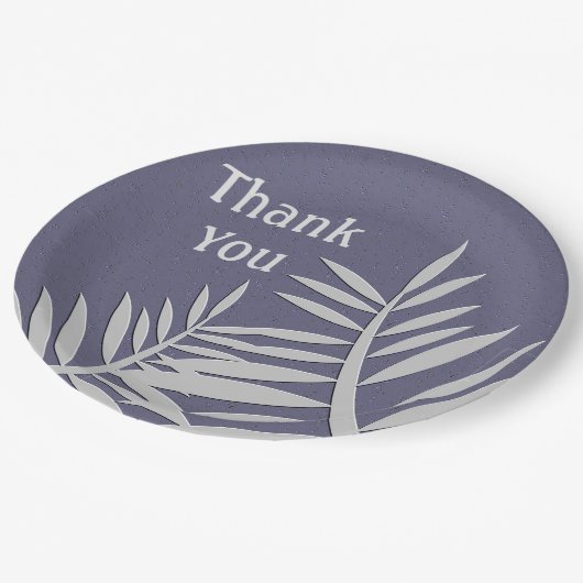 Dank u wel Paarse Leaf Silhouette Papieren Bordje (Gekanteld)