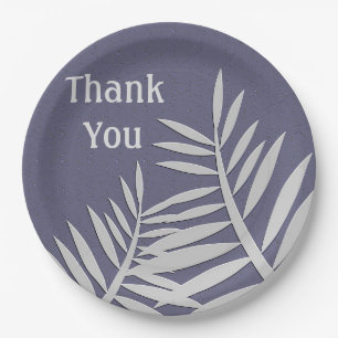 Dank u wel Paarse Leaf Silhouette Papieren Bordje