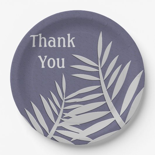 Dank u wel Paarse Leaf Silhouette Papieren Bordje (Voorkant)