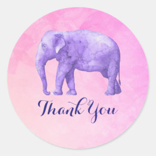 Dank u wel, Paarse olifant Ronde Sticker