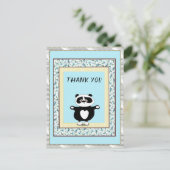 Dank u wel Panda Beer Mint Floral Briefkaart (Staand voorkant)