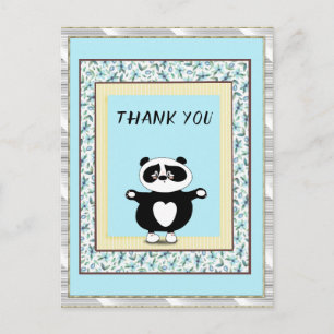 Dank u wel Panda Beer Mint Floral Briefkaart