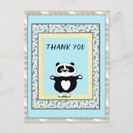 Dank u wel Panda Beer Mint Floral Briefkaart