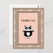 Dank u wel Panda Beer Roos Gold Lijst Floral Briefkaart (Voorkant / Achterkant)