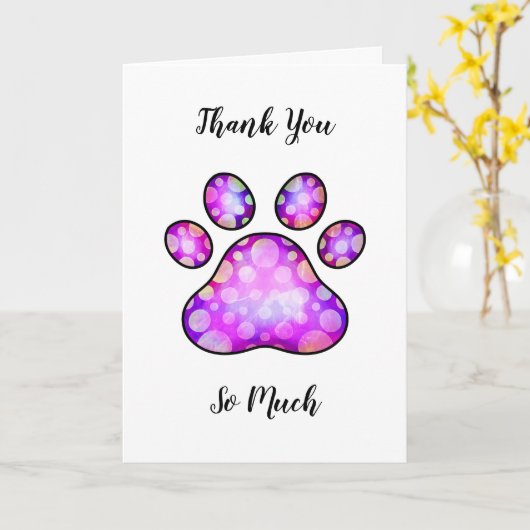 Dank u wel Pet Dog Paw Waterverf Card Kaart (Gele Bloem)