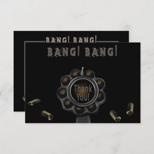 Dank u wel Pewter Pistool Barrel Kaart (Voorkant / Achterkant)