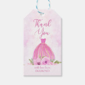 Dank u wel Pink Floral Princess Dress Cadeaulabel (Voorkant)