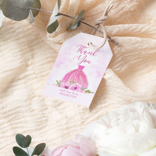 Dank u wel Pink Floral Princess Dress Cadeaulabel