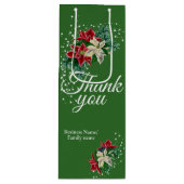 Dank u wel Poinsettia Floral Wijn Cadeautas (Voorkant)