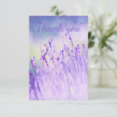 Dank u wel, prachtig gebied van lavenderbloemen bedankkaart (Staand voorkant)