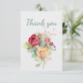 Dank u wel, prachtige Rose Bouquet Garden Flowers Bedankkaart (Staand voorkant)