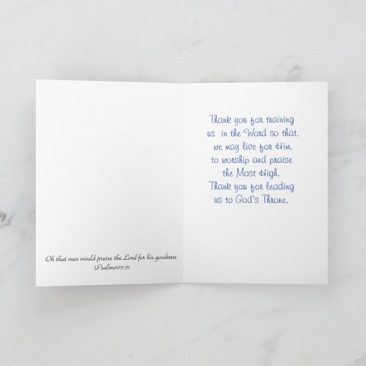 Dank u wel predikant bedankkaart (Binnen)