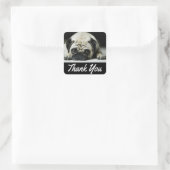 Dank u wel Pug Puppy Dog Black Canine Vierkante Sticker (Tas)