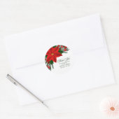 Dank u wel Red Poinsettia Pine Greenery Tree-verlo Ronde Sticker (Envelop)