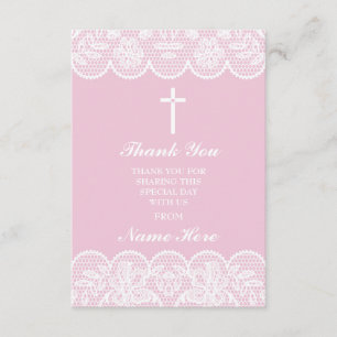 Dank u wel Religieuze Lace Cross Floral Heilige Ka Bedankkaart