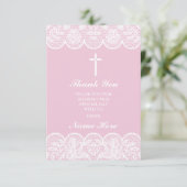 Dank u wel Religieuze Lace Cross Floral Heilige Ka Bedankkaart (Staand voorkant)