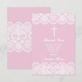 Dank u wel Religieuze Lace Cross Floral Heilige Ka Bedankkaart (Voorkant / Achterkant)