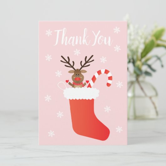 Dank u wel rendier in een kerststoprood bedankkaart (Staand voorkant)