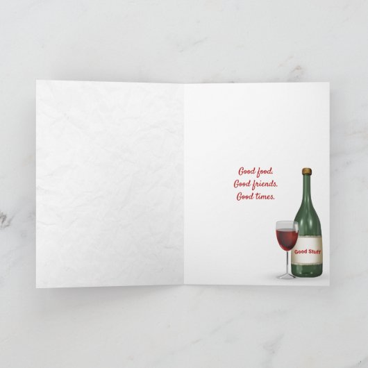 Dank u wel, rode wijn bedankkaart (Binnen)