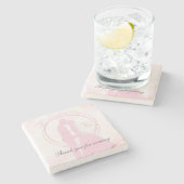 Dank u wel, Romantic droy Pink Wedding Couple Stenen Onderzetter (Zijkant)