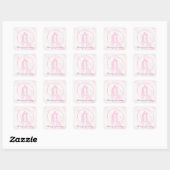 Dank u wel, Romantic droy Pink Wedding Couple Vierkante Sticker (Vel)