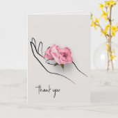 Dank u wel roze roze. kaart (Gele Bloem)