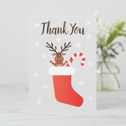 Dank u wel Rudolph Red Nosed Reindeer Stocking Bedankkaart (Staand voorkant)