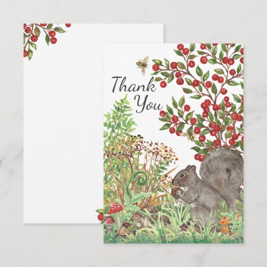 Dank u wel Rustic Squirrel Natuur Woodland Animal Bedankkaart (Voorkant / Achterkant)