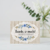 Dank u wel Rustic Wood & Bohemen Waterverf Floral Briefkaart (Staand voorkant)