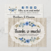 Dank u wel Rustic Wood & Bohemen Waterverf Floral Briefkaart (Voorkant / Achterkant)