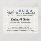 Dank u wel Rustic Wood & Bohemen Waterverf Floral Briefkaart (Achterkant)