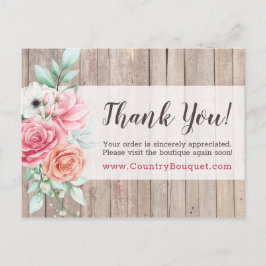 Dank u wel Rustic Wood Country Farmhouse Rozen Briefkaart