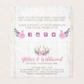 Dank u wel Rustic Wood & Waterverf Floral Antlers Kaart (Binnenkant ongevouwen)