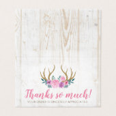Dank u wel Rustic Wood & Waterverf Floral Antlers Kaart (Buitenkant ongevouwen)