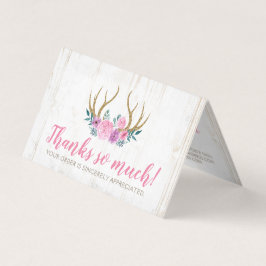 Dank u wel Rustic Wood & Waterverf Floral Antlers Kaart