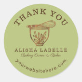 Dank u wel Rustic Woodgrain Bakery Stand Mixer Ronde Sticker (Voorkant)