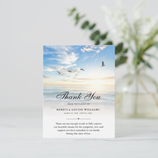 Dank u wel Schraeffoto van Beach Ocean Sympathie G Bedankkaart (Staand voorkant)
