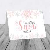 Dank u wel SNEE veel roze Winter Baby shower Opmer Bedankkaart