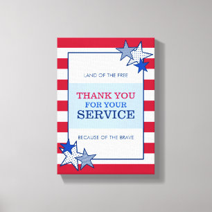 Dank u wel Stars Stripes Patriotic Veteran Service Canvas Afdruk