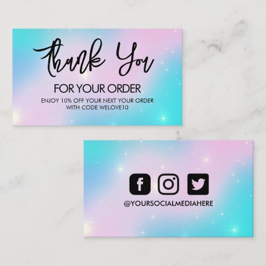 Dank u wel Stars Trendy Visitekaartje (Voorkant / Achterkant)