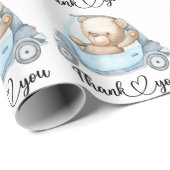 Dank u wel Teddy Bear Baby shower Collectie Wrappi Cadeaupapier (Rol Hoek)