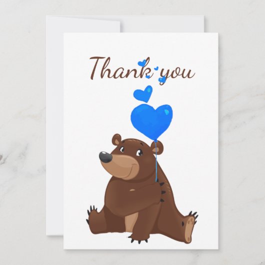 Dank u wel Teddy Bear Balloons Cartoon Fun Animal Bedankkaart (Voorkant)