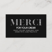 Dank u wel Trendy Elegant Glitter Merci Korting Visitekaartje (Voorkant)