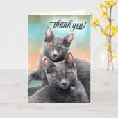 Dank u wel twee grijze katten kaart (Gele Bloem)