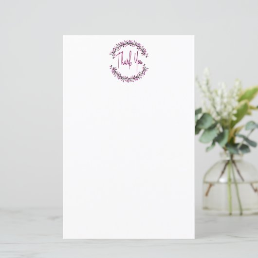 Dank u wel Typografie Chic Paars Leaf Wreath (Staand voorkant)