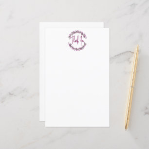 Dank u wel Typografie Chic Paars Leaf Wreath