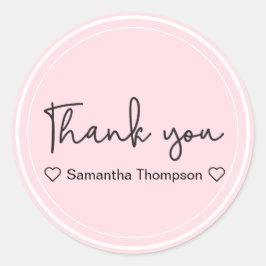 Dank u wel Typografie Naam Blush Pink Baby shower Ronde Sticker