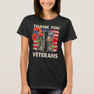 Dank u wel Veteranen Boots Poppy Flower Veteran Da T-shirt