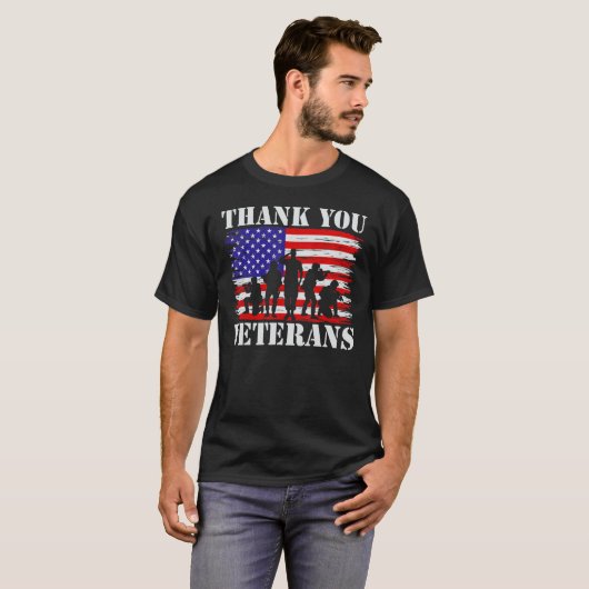 Dank u wel Veteranen Dag Amerikaans Vlaggenleger T-shirt (Voorkant volledig)