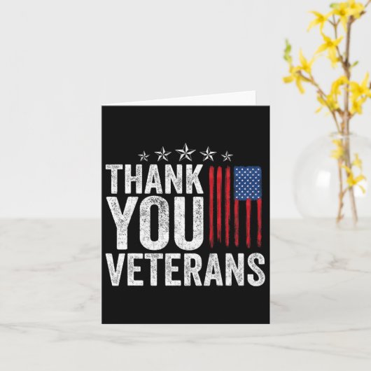 Dank u wel Veteranen Service Patriot Veteran Day A Kaart (Gele Bloem)